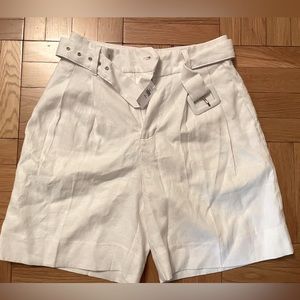 NWT Banana Republic Petite 0 Lino Bermuda Short White